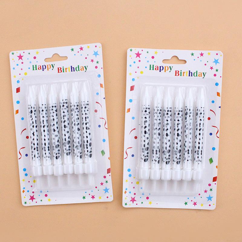 Ins Style Cow Theme Printed Pattern Cake Candles Creative Party Personalized 6 Suck Card Candles