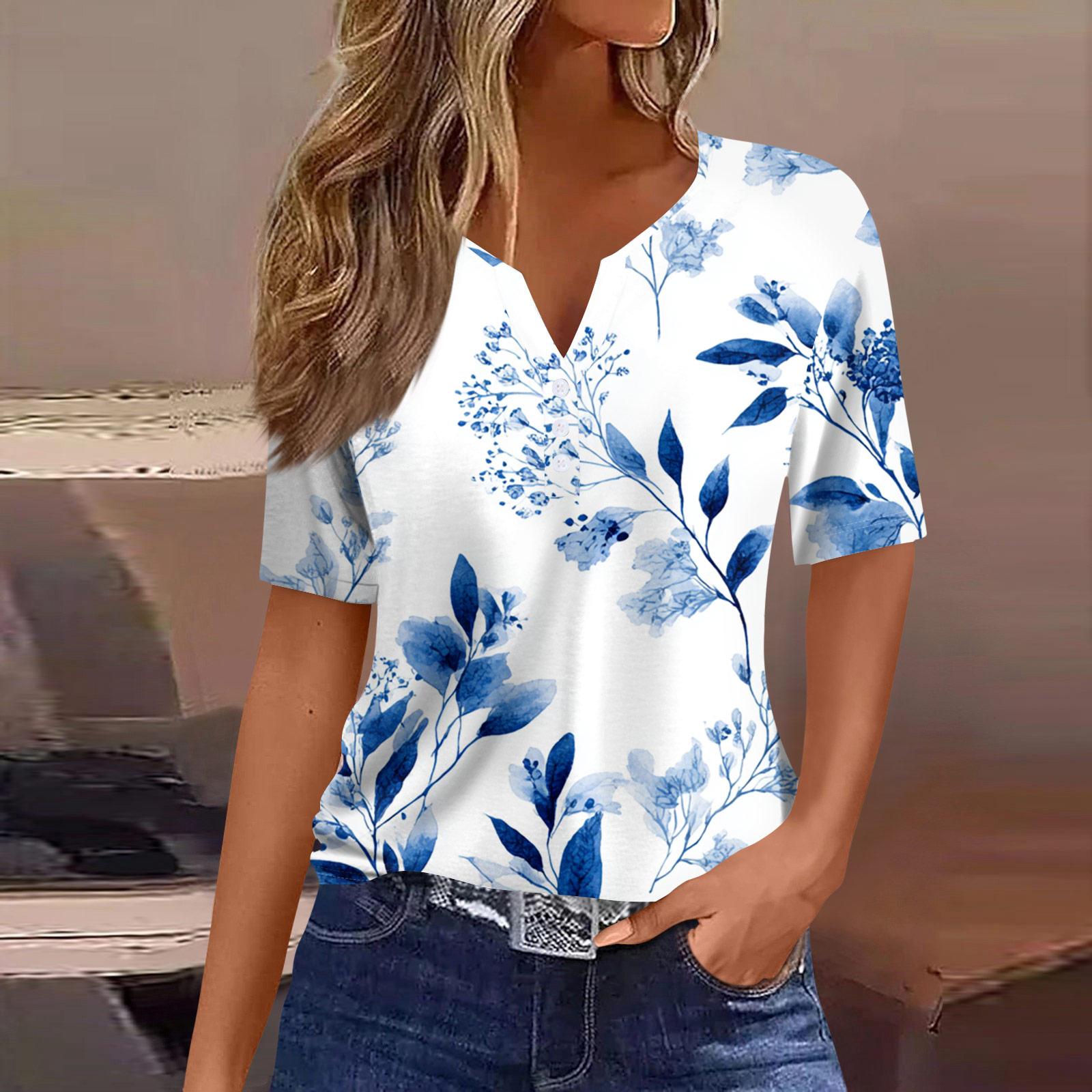 

Women s Blouse Fashionable And Casual Short-Sleeved Printed T-shirt Top XL білий