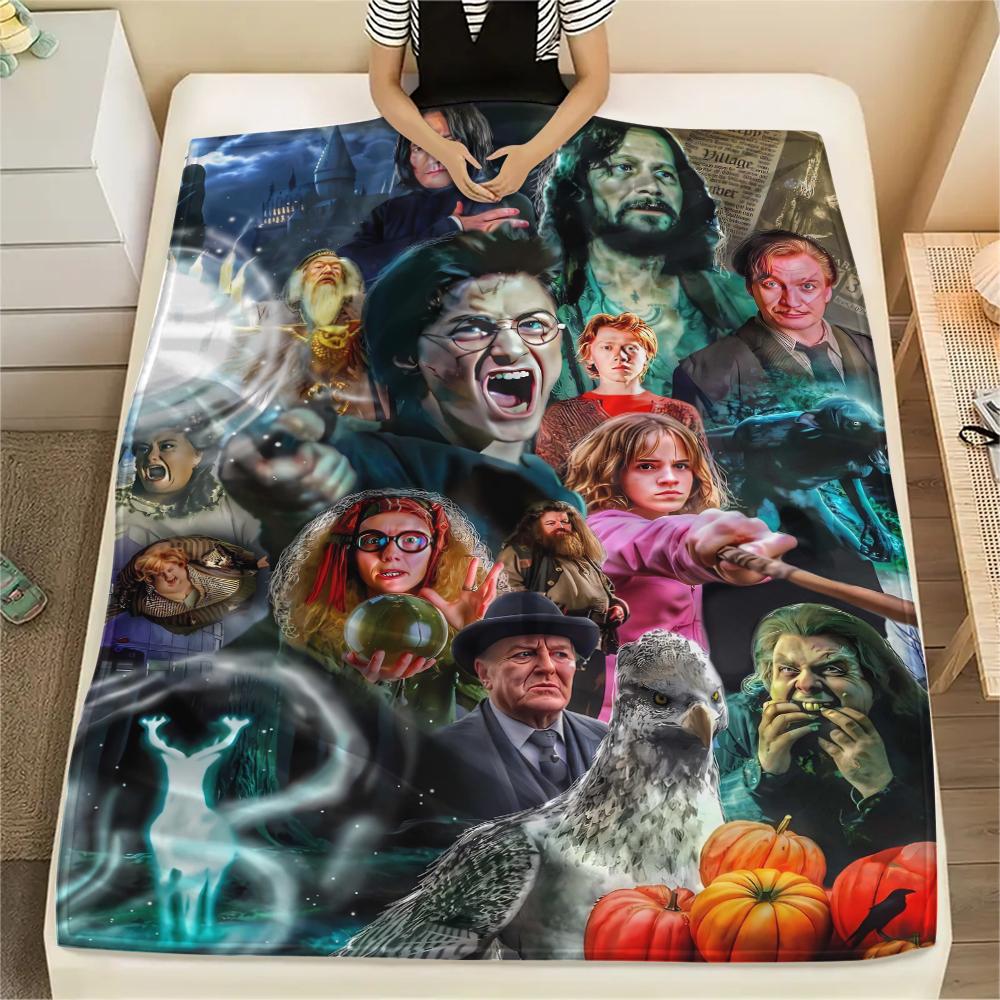 1Pc Magic School Story Print Flannel Blanket, High quality Comfortable for All Seasons, Home Decor, Warmth and Comfort, Perfect for Gifts