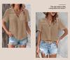 Summer Casual European & American Lace V-Neck Solid Color Women's Shirt