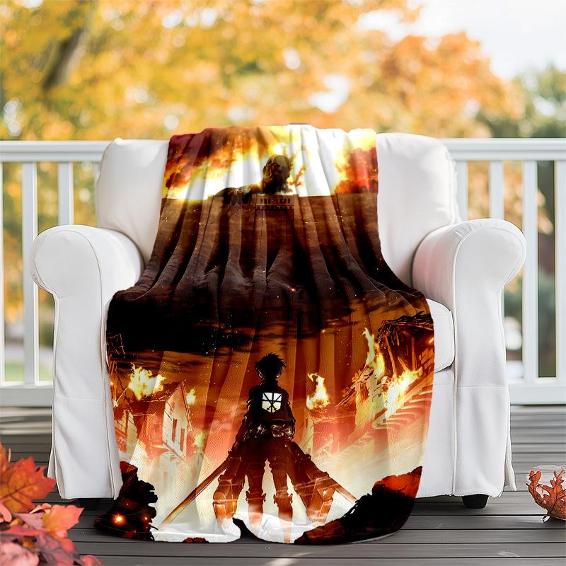 Attack on Titan3 printed throw blanket—lightweight,soft,warm;versatile blanket for all seasons—perfect as &air-conditioning throw,nap blanket