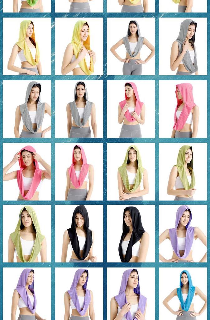 U-Shaped Quick-Drying Cooling Hoodie Towel for Sun Protection: Ideal for Gym, Beach, Camping, and Sports