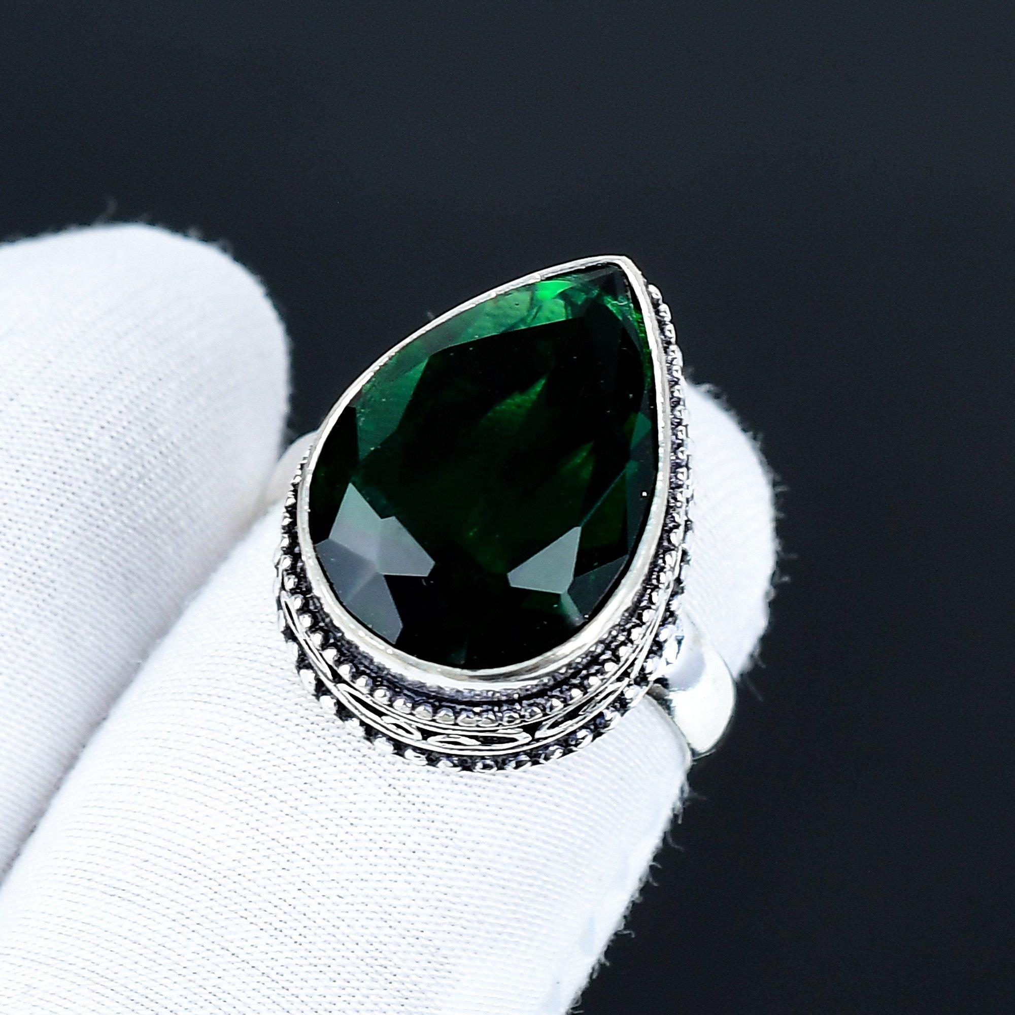 

Green Tourmaline Gemstone Ring, 925 Sterling Silver Jewelry, Handmade Ring, Green Tourmaline Statement Silver Ring, Birthday Gifts For Birthday US 5