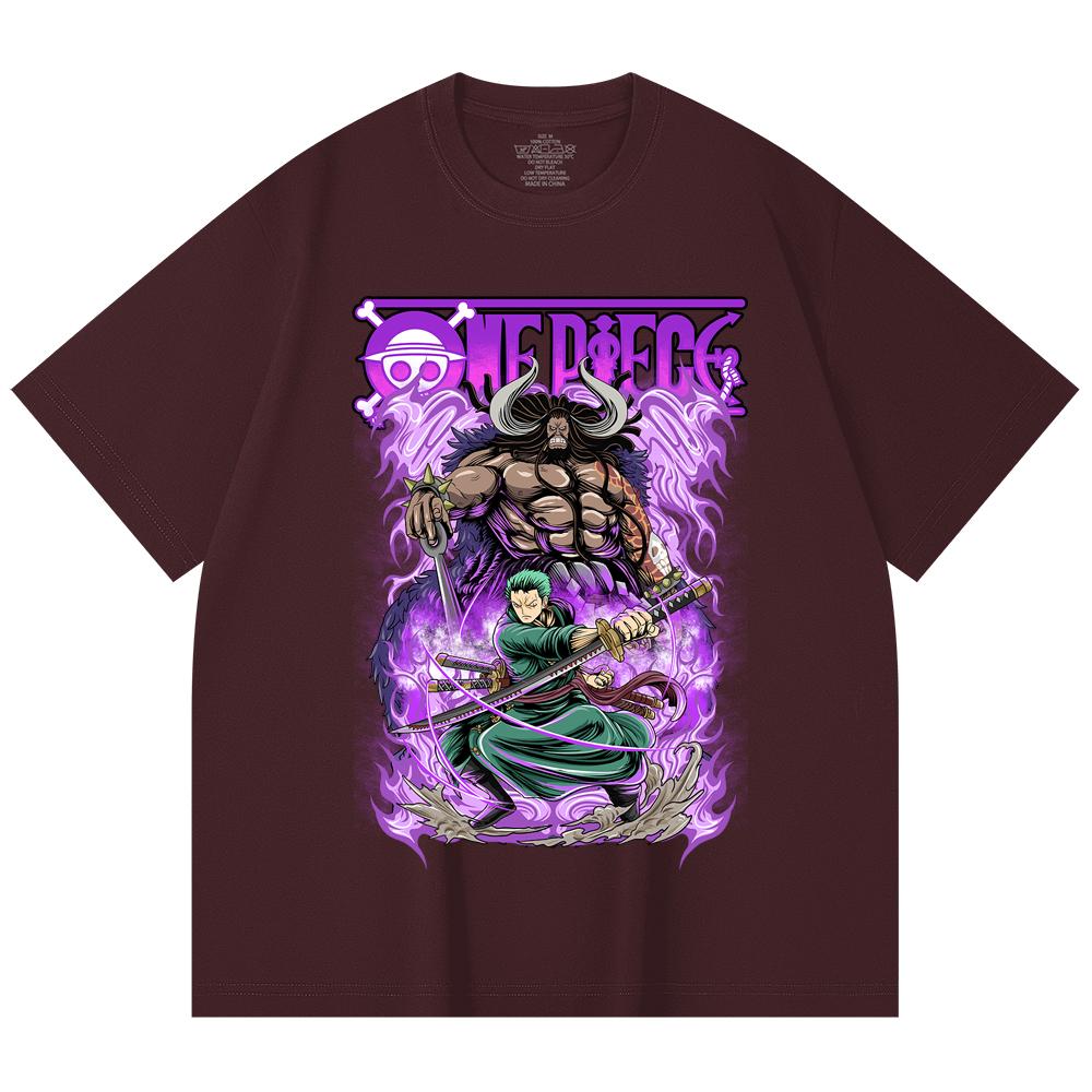 

230 Gsm 100% Cotton One Piece V32 Zoro Kaido Print Unisex Heavy Cotton T Shirt 2XL