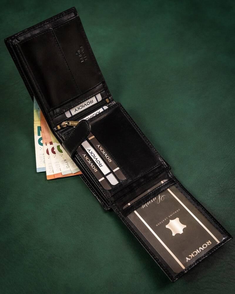 Elegant Men's Leather Wallet Without External Clasp - Rovicky
