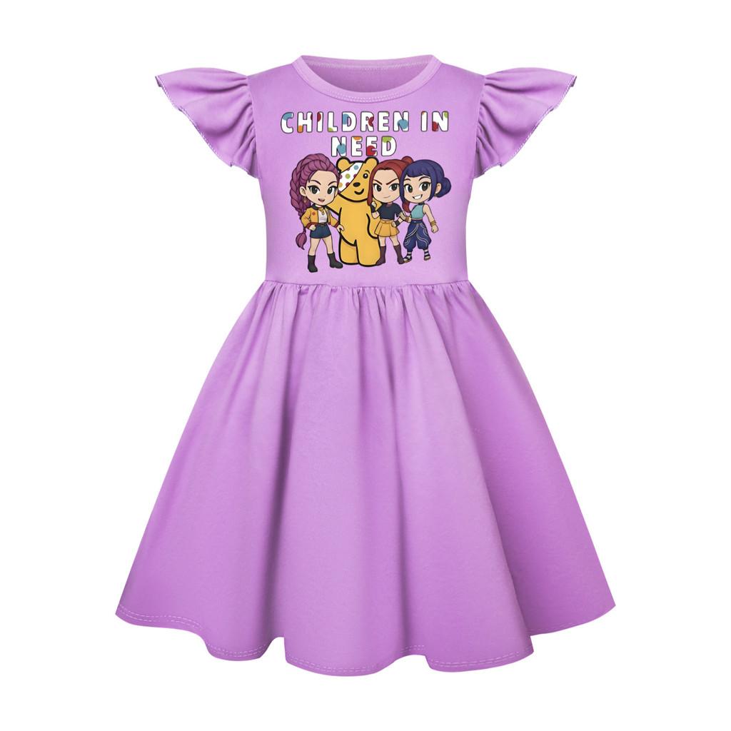 5103 Kids Girls Mira Zoey Rumi Printed Ruffle Short Sleeves Casual Dress