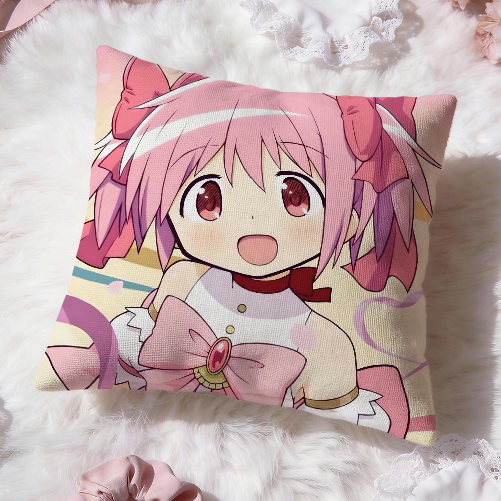 p-Puella Magi Madoka Magica Cushion Cover Premium Comfort Reversible Pillow Cove -Two in One Design for Any Room & Car Interior