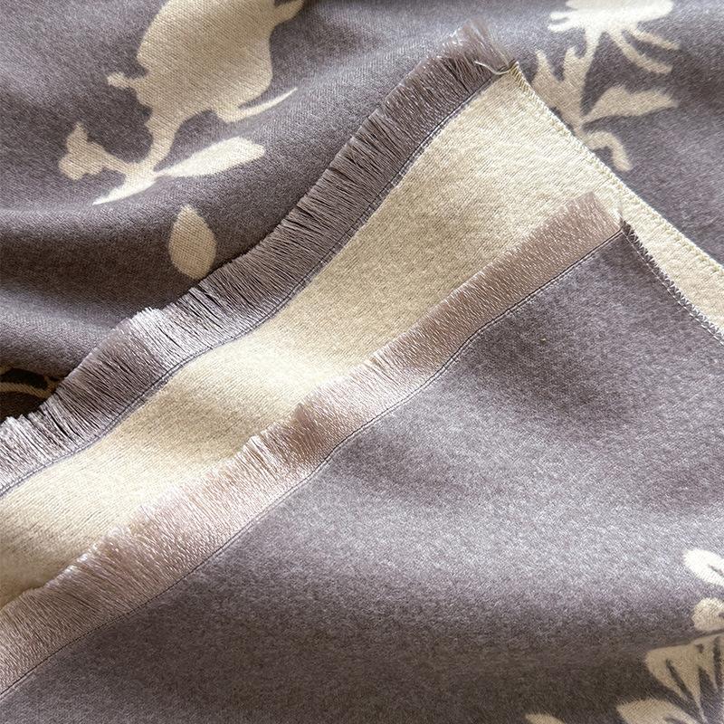 imitation cashmere flower vine man composition texture printing double-sided warm scarf women's shawl outside