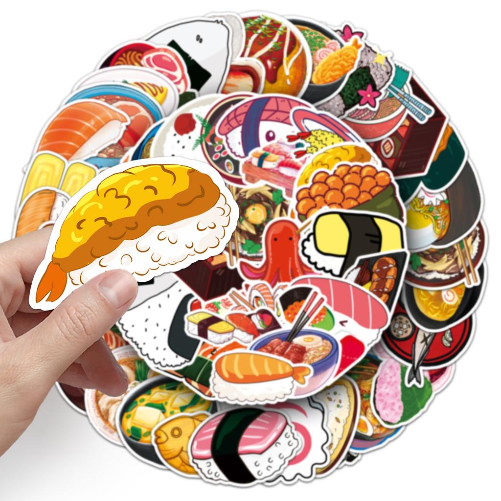 50 Cartoon Japanese Doodle Personality Cute Sushi Creative DIY Skateboard Suitcase Stickers Waterproof