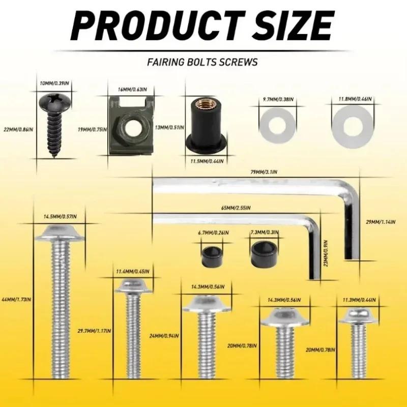 177pcs/Box Screws Aluminum Windscreen Screws Colorful Fasteners Screws Set Motorcycle Fairing Bolt Kit Motorcycle Modified Parts