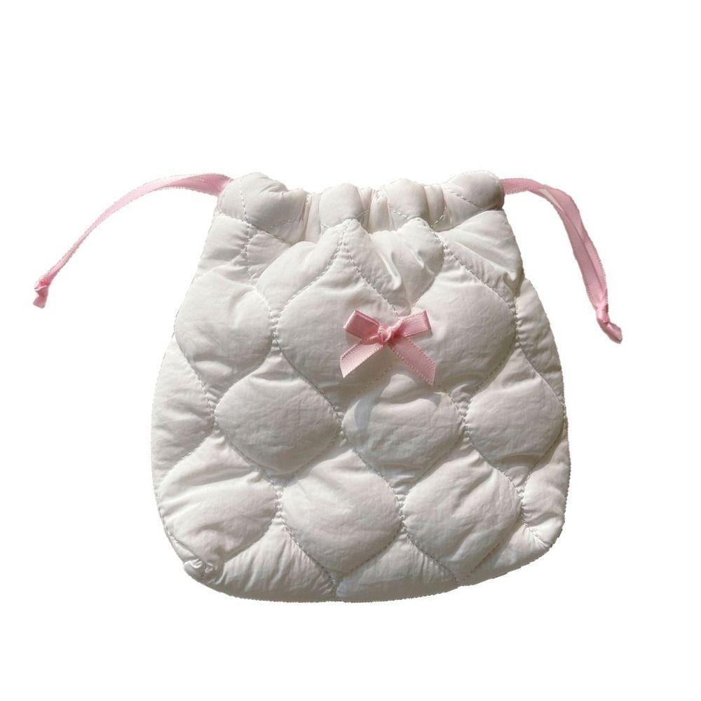 Anti-fall Drawstring Wallet Quilted Cotton Sanitary Napkin Storage Bag for Travel