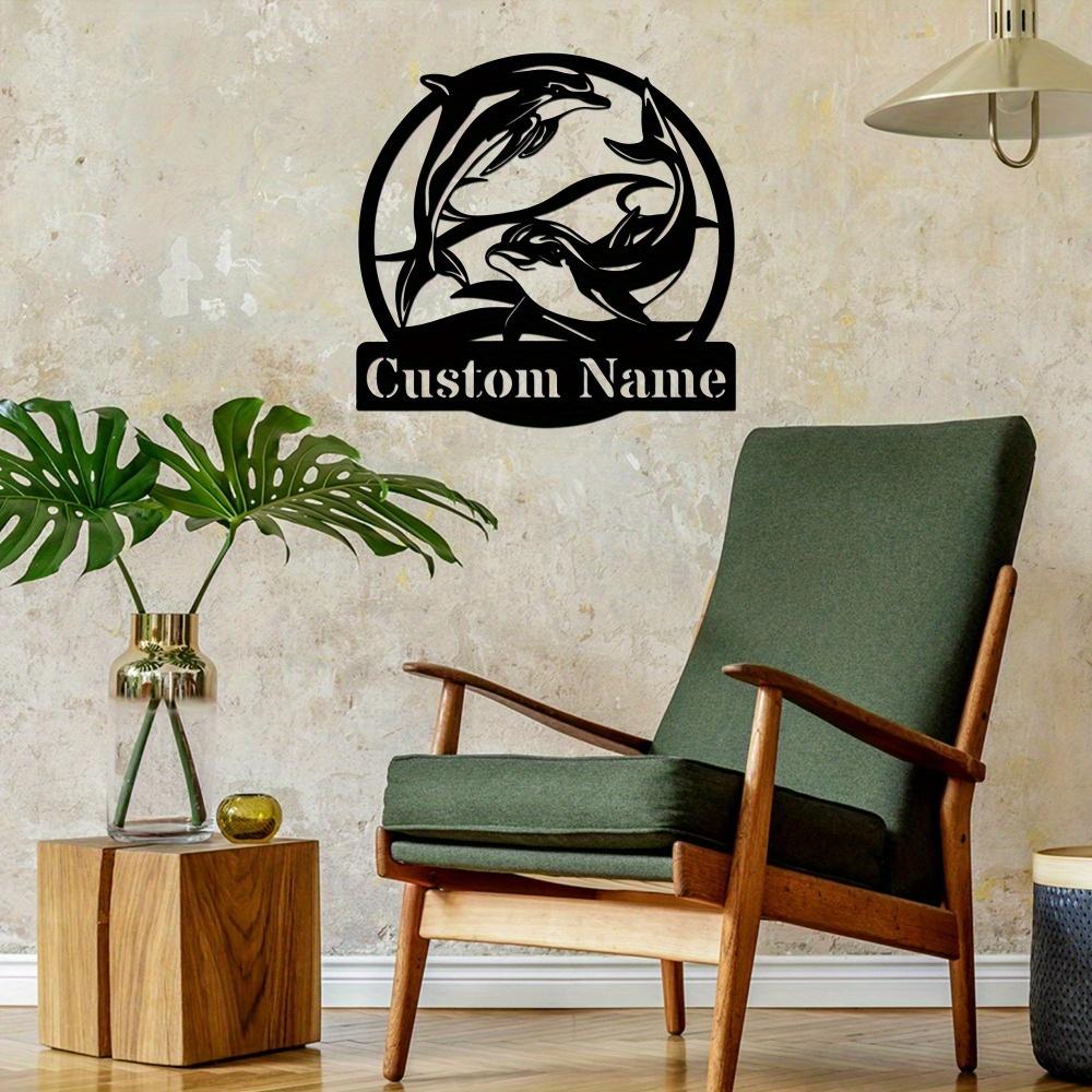 Personalizable Dolphin Metal Wall Sign, Custom Home Garden Decor, Outdoor Party Holiday Gift