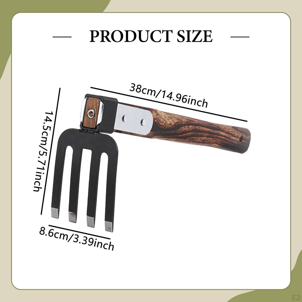 Garden Hoe Cultivator Sturdy Wood Handle Carbon Steel Tiller Tool for Loosening Soil Lawn