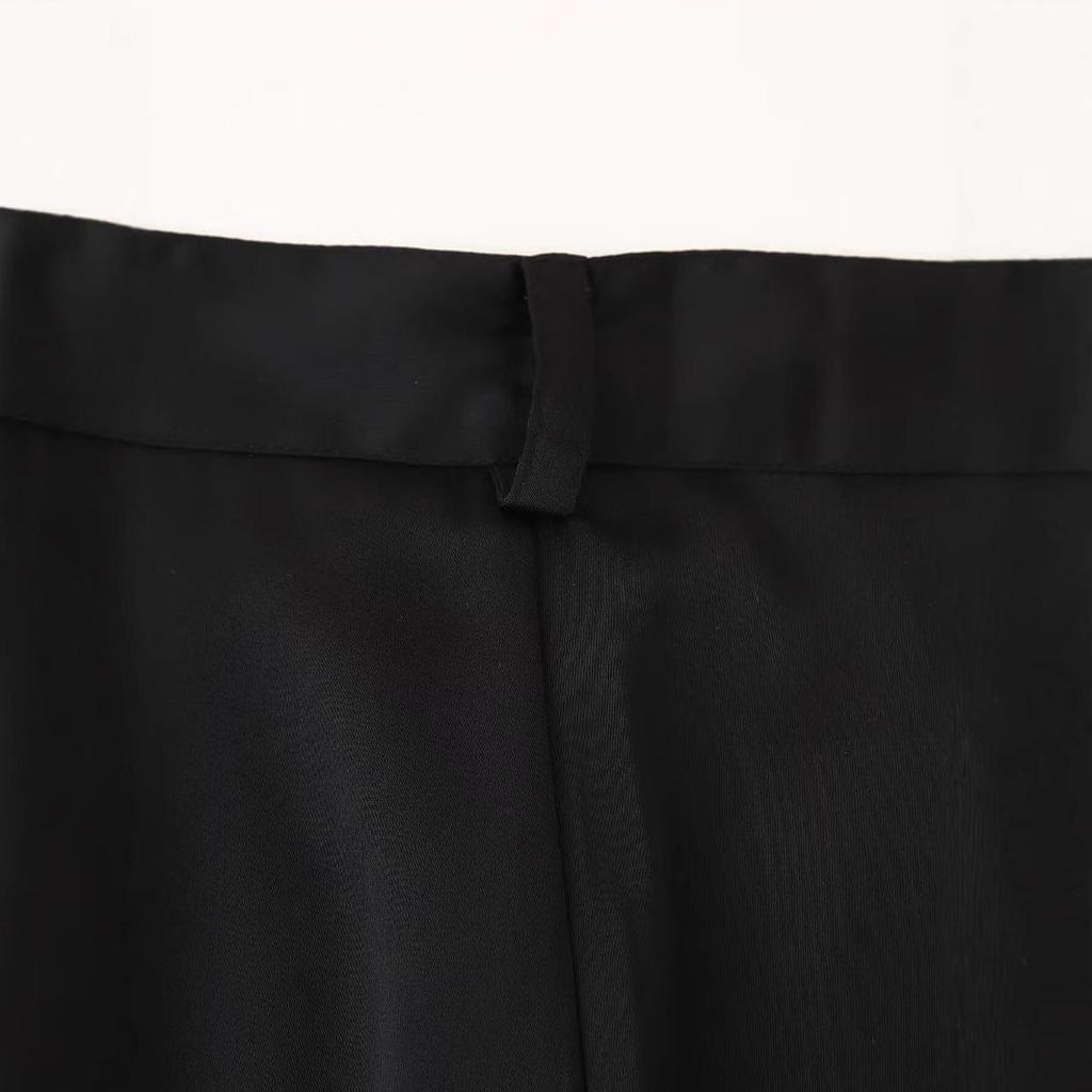 2025 Spring Women's European & American Wide-Leg Satin Pleated Trousers