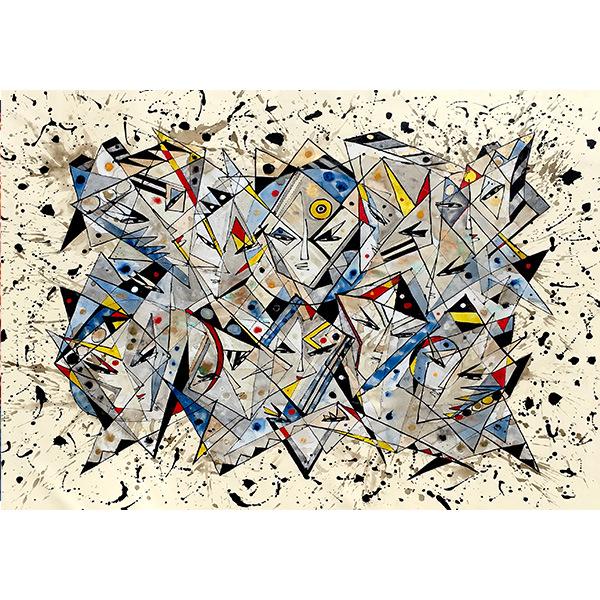 Modern Geometric Graffiti Canvas Art for Bedroom & Living Room