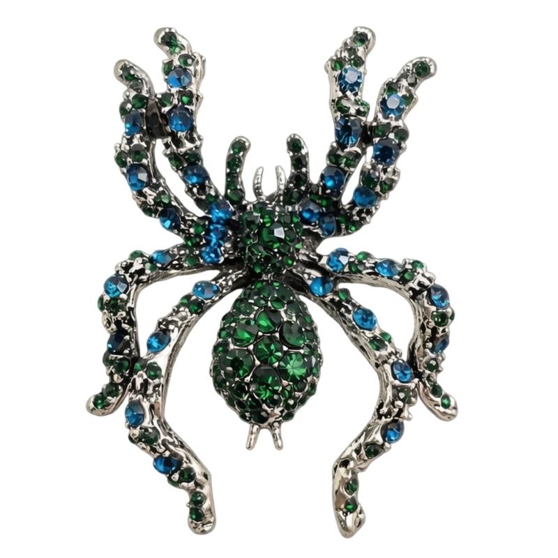 Halloween Arachnid Brooch Crystal Costume Pin Alloy Statement Lapel Accessory for Party Outfits, Coats and Bags