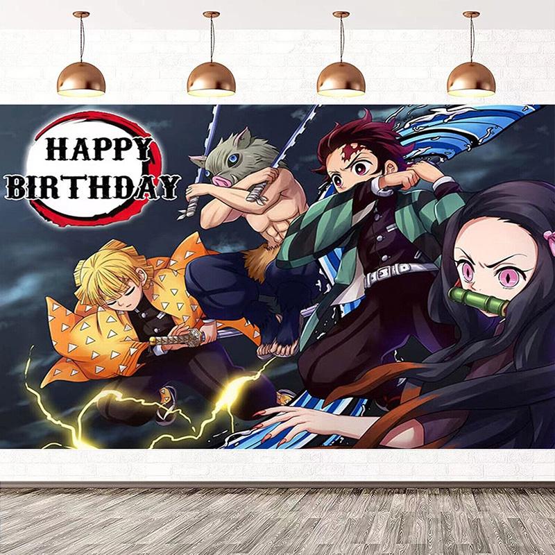 

Убийца Демонов Детский Баннер на День Рождения Фотофон Ткань Декор для Вечеринки Подарок Style B