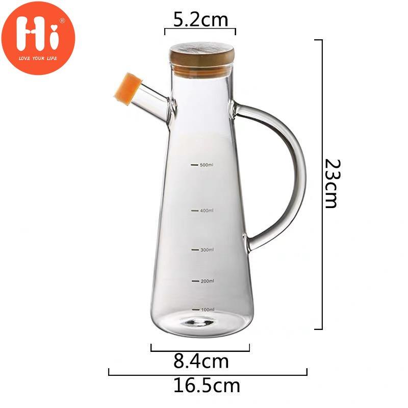 Hi Transparent Oil Bottle with Handle and Scale Heat-resistant Kitchen Tools Soy Sauce Vinegar Container