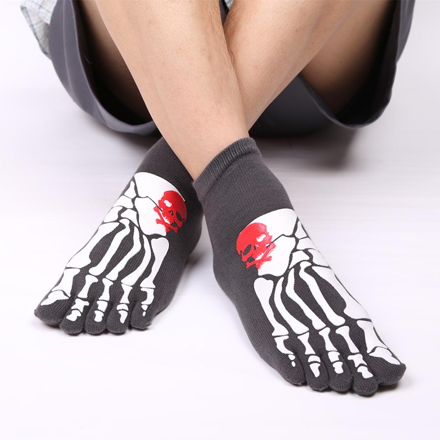 Creative Cotton Men's Five Finger Socks Soft Cotton Horror Skull Hand Claw Prints Summer Toe Socks Outdoor Sports Running Socks