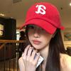 Letter Red Baseball Cap Female Simple Versatile Big Face Showing Face Small Peaked Cap Shading White Hat