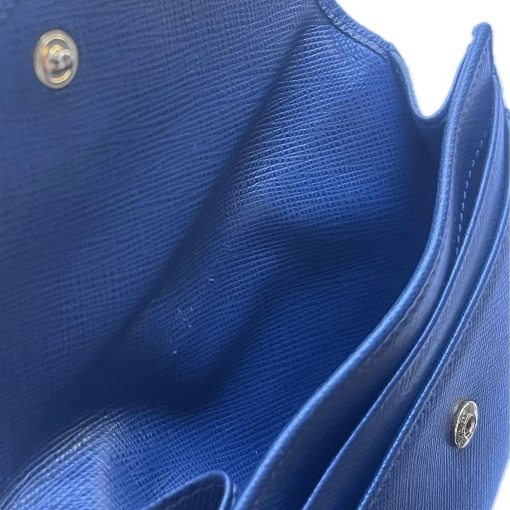 Used PRADA Saffiano Leather Bi-fold Wallet Blue