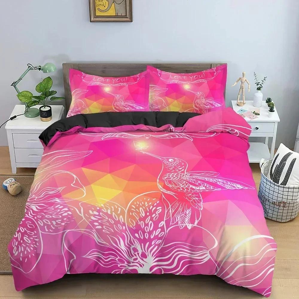 3d Sweet Heart Pattern Bedding Set Soft Cozy Duvet Cover Set Red Background Quilt Cover Bedroom Twin Bedclothes For Valentine's