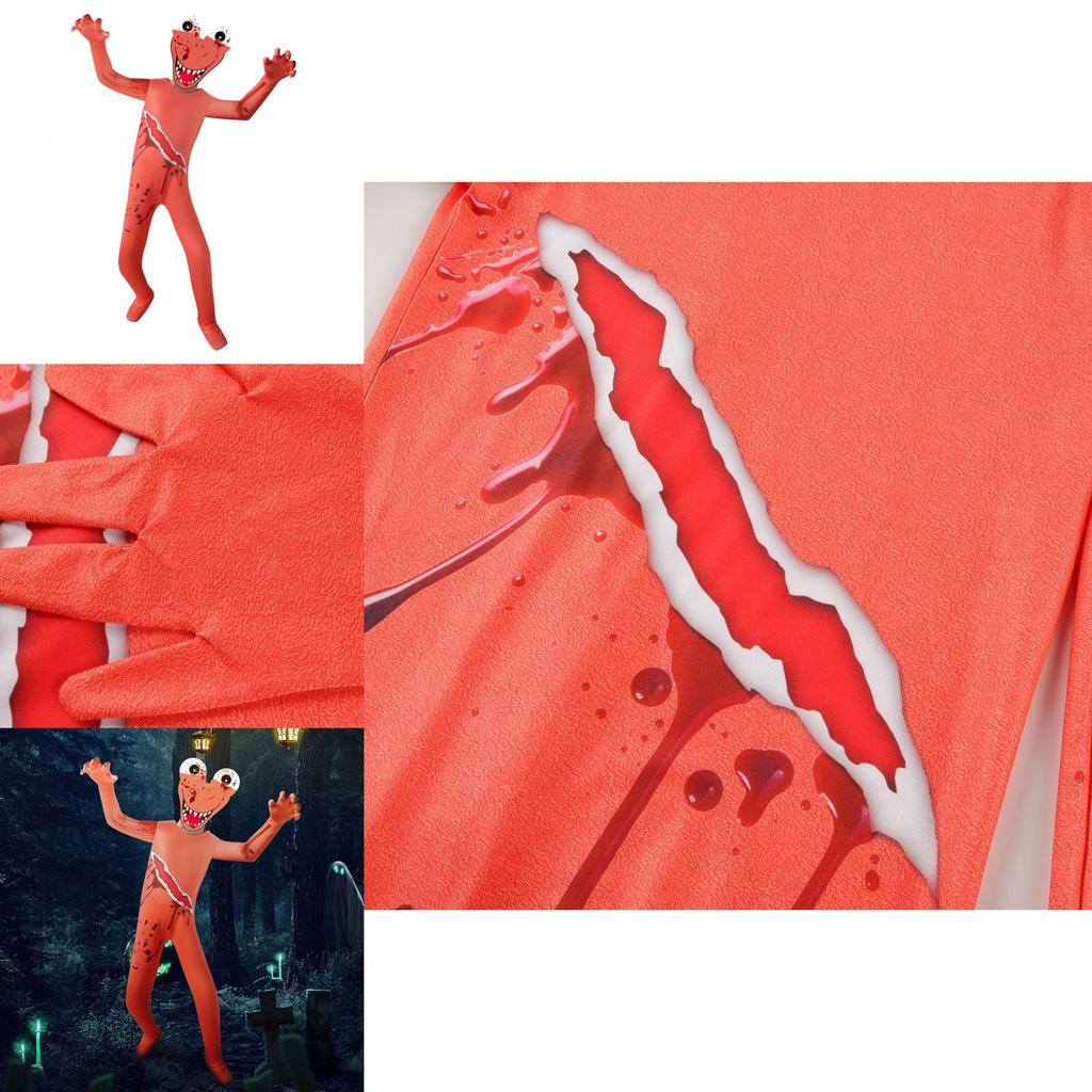 Roblox Rainbow Friends Orange Jumpsuit Kostüm für Kinder mit atmungsaktivem Polyesterstoff