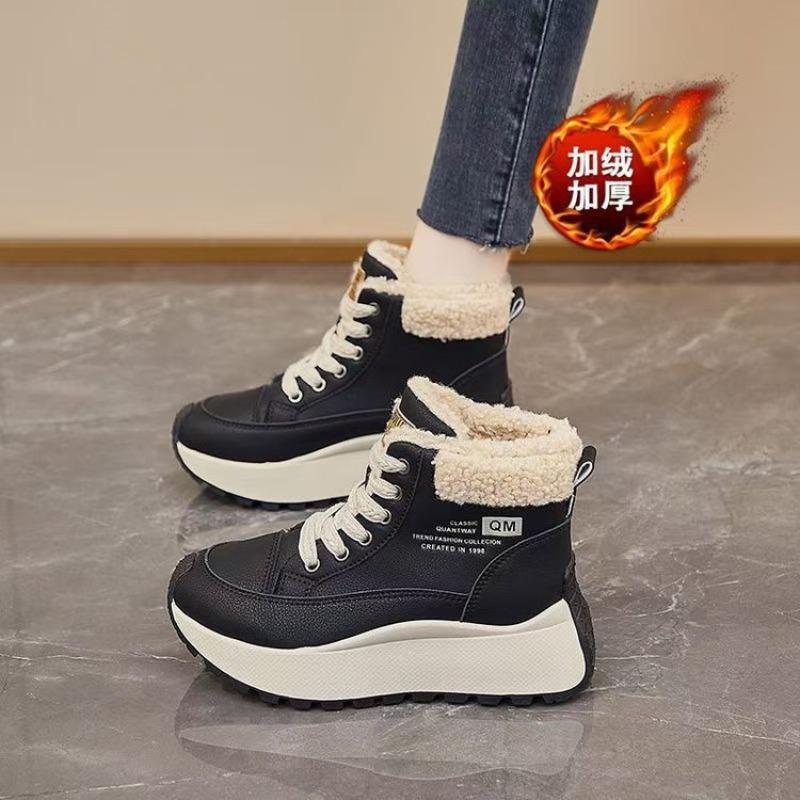 High-top cotton shoes platform dad shoes winter new fashion short boots waterproof and non-slip piled thickened snow boots