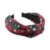 Fashion Women Plaid Knot Snowflake Print Elastic Hairband Christmas Hair Hoop