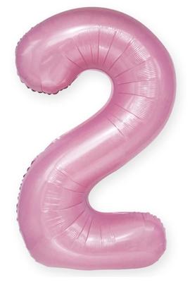 Foil Balloon Number 2 Two Pastel Pink 100 Cm