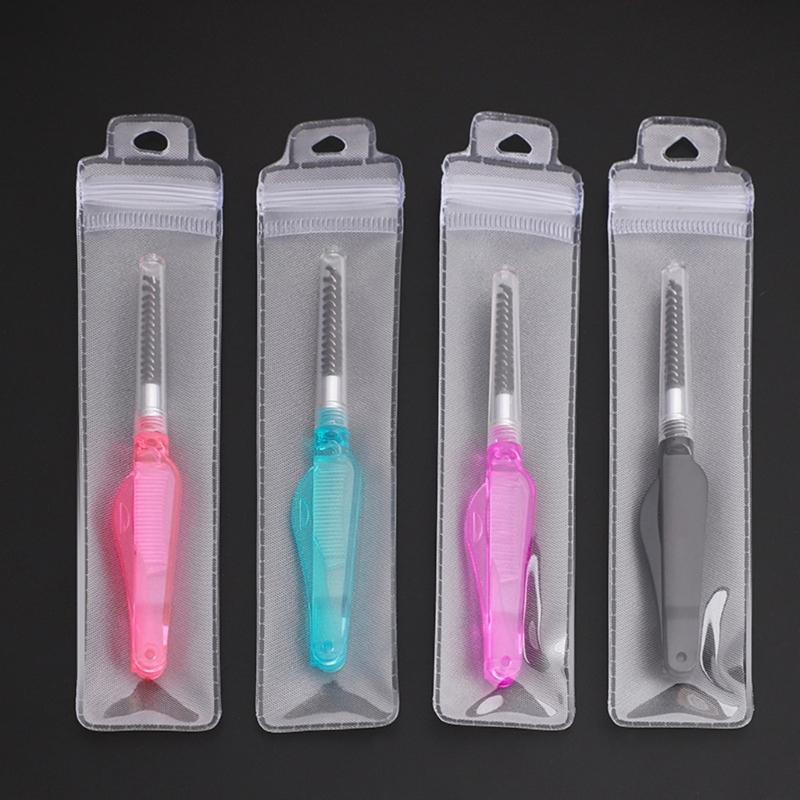 Portable Eyebrow Eyelash Shaper Eyelash Comb Double Head Eyebrow Brush Makeup Grooming Tool Foldable Mascara Brush