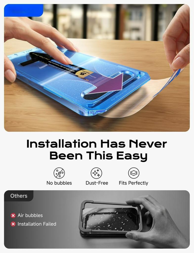For iPhone 18 Pro Max 18 Pro iPhone 17 Pro Max 2 Pack Screen Protector 9H Hardness Glass Easy Installation, Bubble Free HD Clear