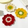 Handmade Crochet Flower Coaster Heat-Resistant Cup Mat for Mugs Glasses Soft Non-Slip Absorbent Table Protector Mat Cute Kitchen Desk