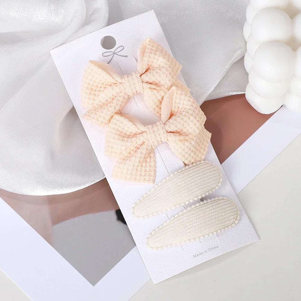 4Pcs/Set BB Clip Cute Bows with Hair Clips for Kid Girls  Spring New Handmade Hairpin Barrettes Headwear Hair Accessories