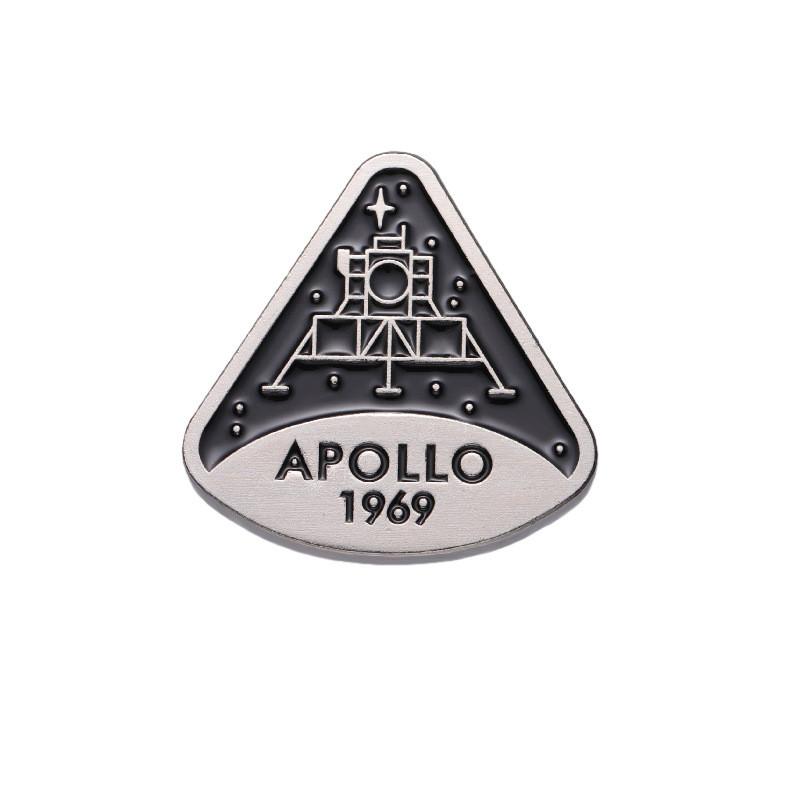 Unique Apollo 11 Commemorative Brooch Black Triangle Design Classic Accessory Alloy