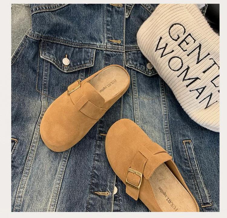 Thick-soled heightening Birkenstocks, ugly and cute, one-pedal bag head and half slippers, women s outer wear 2025 new autumn Birkenstocks 40 верблюд