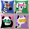 Classic Theme Cartoon Animal Cushion Cover Soft & Easy-Wash Pillow Case – Versatile for Couch, Bed, Travel and Office