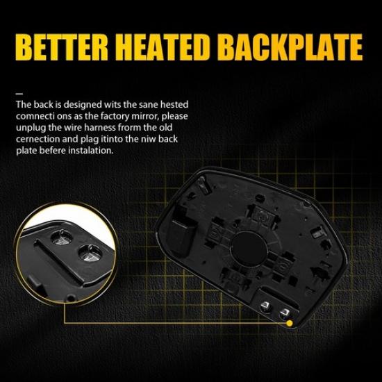 Left Driver Side Door Mirror Heated Glass With Plate Fit 2016-21 Honda Civic