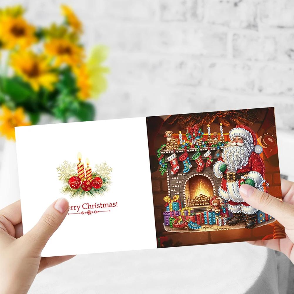 6Pcs/Set Diamond Painting Greeting Cards Christmas Cards 5D Diamond Embroidery Diamond Mosaic Set DIY Holiday Christmas Gifts