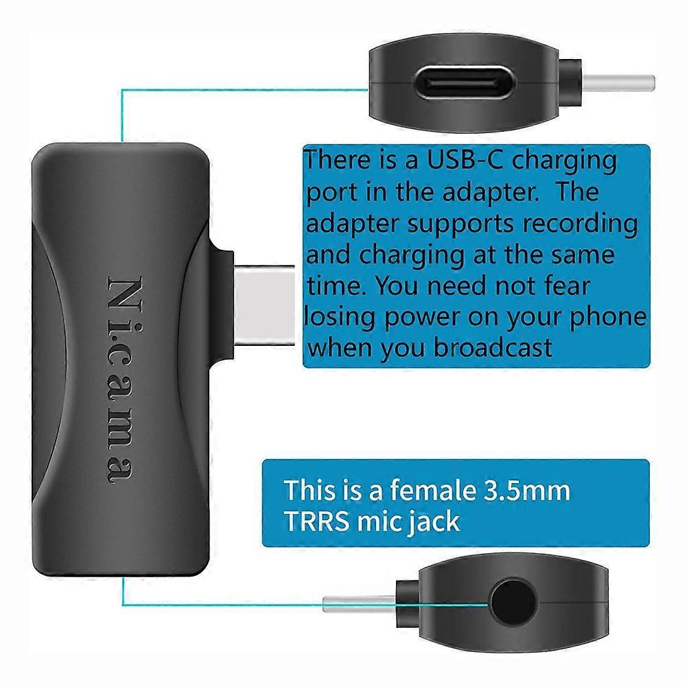 USB-C Lavalier Lapel Microphone with Real Time Monitor Socket for iPhone 15 16 iPad Type-C Android Smartphone Laptop