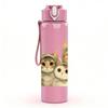 1PC Three Cat Family Portrait 750ml Color Plastic Sports Water Bottle Leakproof Flip Straw Lid Suitable for Sports Office Home Use