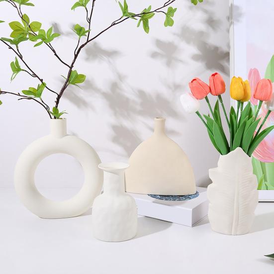 Simple Style Vase Round Geometric Shape Diverse Size Decorative Plastic Vase Room Accents Aesthetic Decor