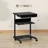 Rolling Desk with Drawer and Shelves, 4 Wheels, Compact, Particleboard, Metal
