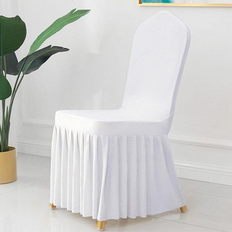 Pleated Skirt Chair Covers Spandex Party Weddings Banquet Polyester Chair Cover Hotel Home Decor Wedding Chair Covers