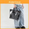 Urban Minimalist Tote Bag For Women With Solid Color Letter Printed Crocodile Texture For Daily Use