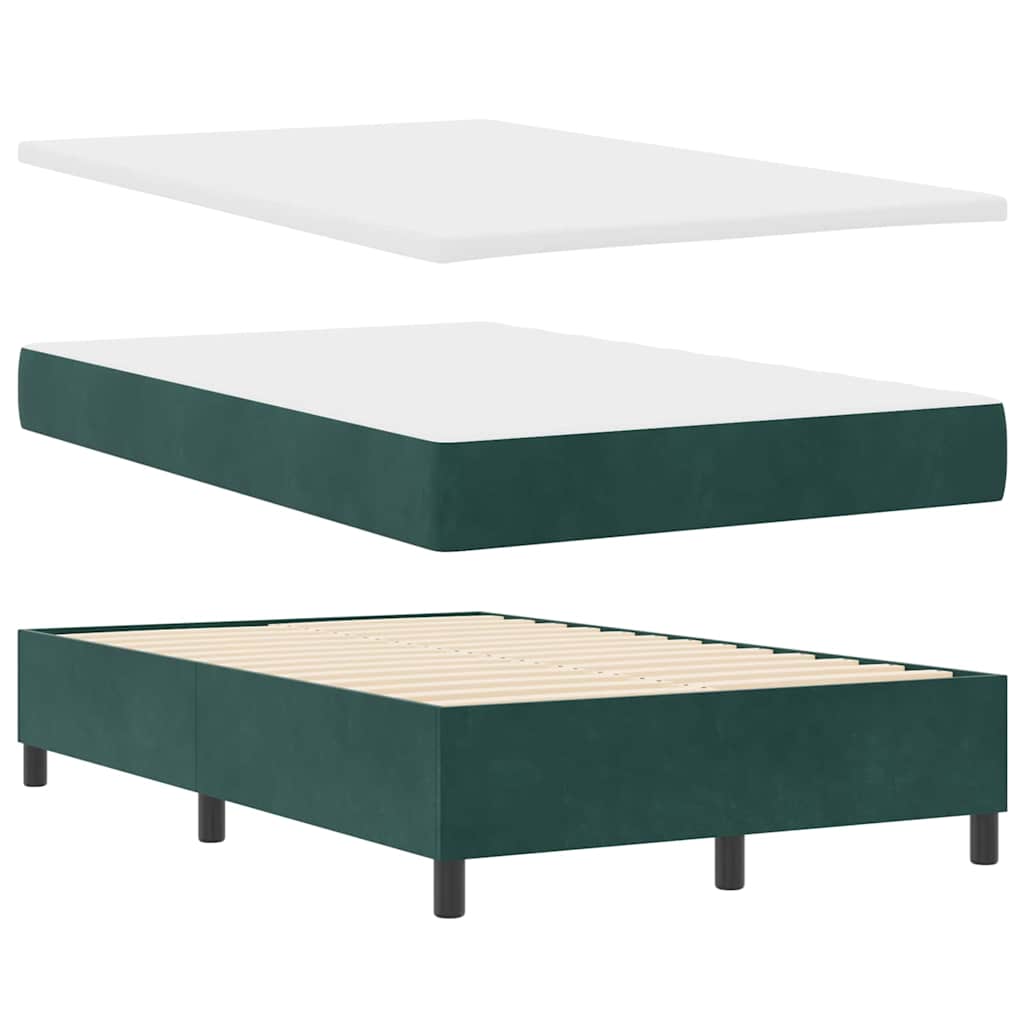 Box Spring Bed with Headboard Dark Green 120 x 200 cm Velvet