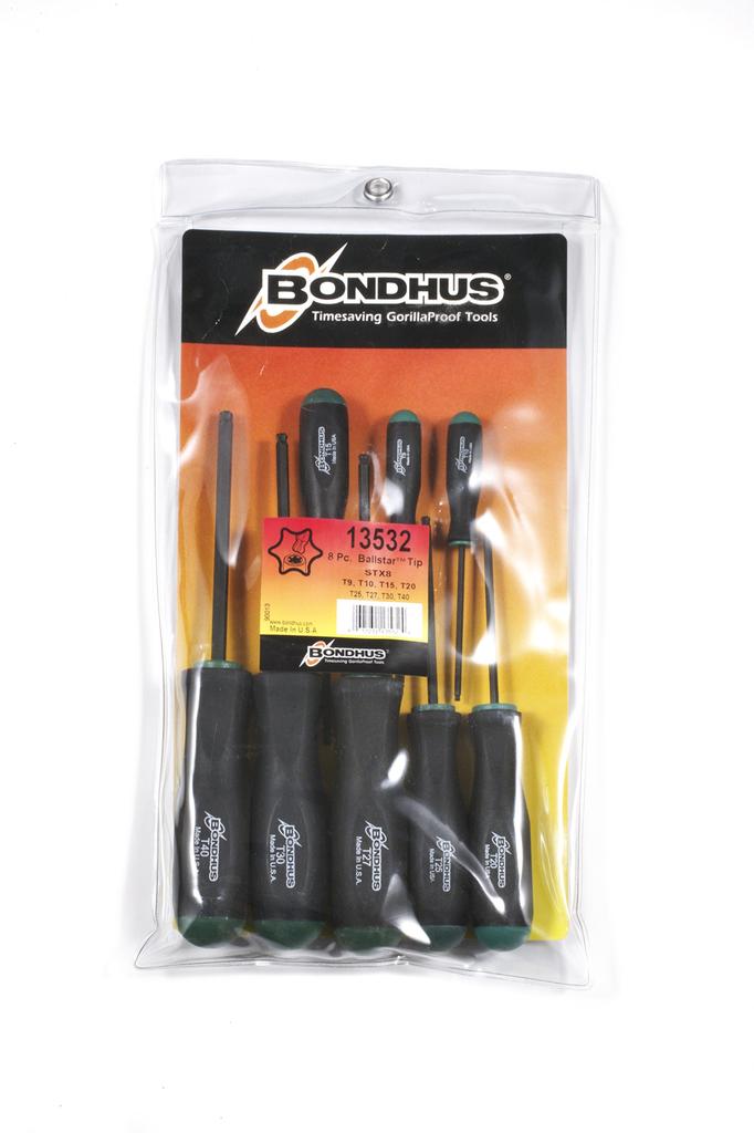 Ball Point Ball Driver Set Black Dyed 8 Piece Set STX8 [BONDHUS] Torx® Star™ (T9, T10, T15, T20, T25, T27, T30, T40) No.13532