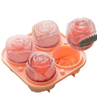3D Rose Ice Molds Large Ice Cube Trays Make Cute Flower Shape Ice Silicone Rubber Fun Big Ice Ball Maker