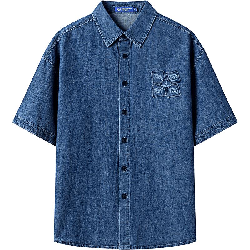 NVG·YOUNG Men's Short Sleeve Denim Shirt