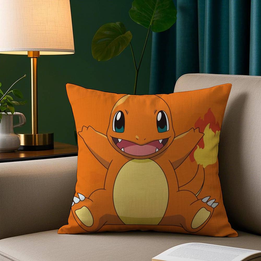 Cute C-Charmander Pillow Case Plush Fabric Soft Pillowcase Double Sided Print Sofa Cushion Pokemon Cover Throw